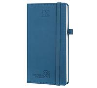 POPRUN 2025-2026 Academic Pocket Diary Week to View Slim (16.5x9 cm) 17 Months (Aug'25 - Dec'26) Small PU Leather Cover Diary, 25/26 Mid Year Weekly Planner (Night Sky Blue)