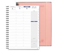 POPRUN 2025 Diary Week to View A4 Spiral Soft Cover 15 Minute Appointment Desk Diary, 25 Weekly Planner (Sunday start) Packaged in A Gift Box, Monthly Tabs (Soft Pink)