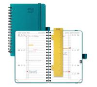 POPRUN 2026-2027 A6 Academic Diary Week to View (16x10.5 cm) Soft Cover Spiral Horizontal Weekly Planner 17 Months (Aug'26 - Dec'27) Mid Year 26/27(Pacific Green)
