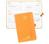 POPRUN 2026-2027 Academic Small Weekly Planner, 4" x 6.25" Purse Size Calendar, July 2026 to June 2027, Hardcover Appointment Book with Horizontal Layout, Hourly Time Slots - Orange