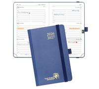 POPRUN 2026-2027 Academic Small Weekly Planner, 4" x 6.25" Purse Size Calendar, July 2026 to June 2027, Hardcover Appointment Book with Horizontal Layout, Hourly Time Slots - Navy Blue