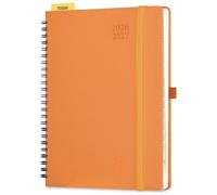 POPRUN 2026-2027 Academic Weekly Planner, 6.75" x 8.75" Horizontal Daily Book Calendar, July 2026 to June 2027, Softcover Appionment Book with Monthly Tabs, Spiral Bound, Inner-Pocket - Orange