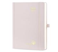 POPRUN 2026-2027 Daily Planner One Page Per Day (Medium - 5.75" x 8.5") - Academic Calendar Book(July 2026 - June 2027), 2026 Day Appointment Book with Pen Holder, Hardcover - Light Pink