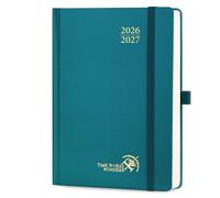POPRUN 2026-2027 Daily Planner One Page Per Day (Medium - 5.75" x 8.5") - Academic Calendar Book(July 2026 - June 2027), 2026 Day Appointment Book with Pen Holder, Hardcover - Pacific Green