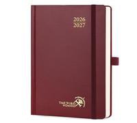 POPRUN 2026-2027 Daily Planner One Page Per Day (Medium - 5.75" x 8.5") - Academic Calendar Book(July 2026 - June 2027), 2026 Day Appointment Book with Pen Holder, Hardcover - Burgundy