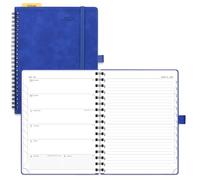 POPRUN 2026 Diary A5 Week to View Spiral Bound PU Leather Soft Cover 22 x 16.5 cm Appointment Work Book - 26 Weekly Planner & Notebook in One, Monthly Tab (Royal Blue)
