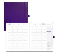 POPRUN 2026 Diary Week to View A5+ 17.5x21.5 cm - Vertical Weekly Planner with 1/2 Hourly Appointments, Monthly Tabs, 100 gsm Paper, PU Leather Softcover, Sunday Start - Purple