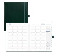 POPRUN 2026 Diary Week to View A5+ 17.5x21.5 cm - Vertical Weekly Planner with 1/2 Hourly Appointments, Monthly Tabs, 100 gsm Paper, PU Leather Softcover, Sunday Start - Dark Green