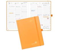 POPRUN 2027 Diary A5 Week to View - Hardback, Vertical Weekly Planner | Weekly Appointment Planner, 21.8 x 16.4cm, Hardback, Monthly Tabs, 100GSM Paper, For Business & Office (Orange)