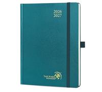 POPRUN A5 Academic Diary 2026-2027 Hardback Week to View (22x16.5 cm) 17 Months (Aug'26 - Dec'27) Mid Year 26/27 Vertical Weekly Planner, Inner Pocket(Pacific Green)
