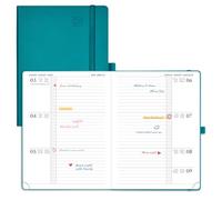 POPRUN A5 Academic Diary 2026-2027 Hardback Week to View (22x16.5 cm) 26/27 Horizontal Weekly Planner 17 Months (Aug'26 - Dec'27) Mid Year(Pacific Green)