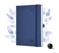 POPRUN A5 Academic Diary 2026-2027 Hardback Week to View (22x16.5 cm) 26/27 Horizontal Weekly Planner 17 Months (Aug'26 - Dec'27) Mid Year(Navy blue)