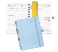 POPRUN A5 Academic Diary 2026-2027 Week to View (22x16.5 cm) Soft Cover Spiral 17 Months (Aug'26 - Dec'27) Mid Year 26/27 Vertical Weekly Planner(Blue)