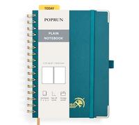 POPRUN A5 Blank Notebook, Plain Spiral Notebooks, 141 Pages Unlined Notepad, 120GSM Wirebound Journals for Women Men, Hardcover Sketch Book for Writing, Drawing, Sketching,15x21.5cm, Pacific Green