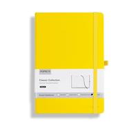 POPRUN A5 Lined Journal Notebook, PU Leather Hardback Notepad for Writing, Business Work, Travel, Office, School, 14 x 21cm, 240 Pages Classic College Ruled Journals Notes Pad, Yellow
