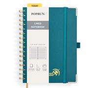 POPRUN A5 Lined Notebook, 141 Pages Hardback Spiral Notebooks, 120GSM Thick Paper Journals for Women & Men, Wirebound Notepad for School, Study, Office Use, 15 x 21.5cm, Pacific Green