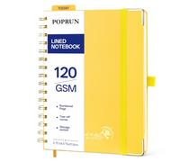 POPRUN A5 Lined Spiral Notebook 120GSM Hardback Journal Light Yellow