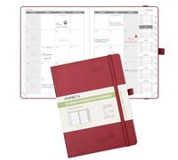 POPRUN A5 Month to View Diary 2025-2026 22x16.5cm (18-Month: Jul'25 - Dec'26) Monthly Planner, PU Leather Softcover, Sunday Start, Monthly Tab (Burgundy)