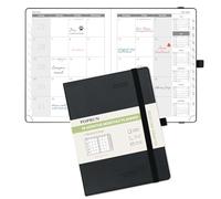 POPRUN A5 Month to View Diary 2025-2026 22x16.5cm (18-Month: Jul'25 - Dec'26) Monthly Planner, PU Leather Softcover, Sunday Start, Monthly Tab (Black)