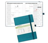 POPRUN A5 Month to View Diary 2025-2026 22x16.5cm (18-Month: Jul'25 - Dec'26) Monthly Planner, PU Leather Softcover, Sunday Start, Monthly Tab (Pacific Green)