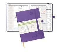 POPRUN A5 Month to View Diary 2026-2027 22x16.5cm (18-Month: Jul'26 - Dec'27) Monthly Planner, Soft Cover, Sunday Start, Monthly Tab(Purple)