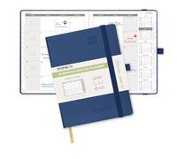 POPRUN A5 Month to View Diary 2026-2027 22x16.5cm (18-Month: Jul'26 - Dec'27) Monthly Planner, Soft Cover, Sunday Start, Monthly Tab(Navy blue)