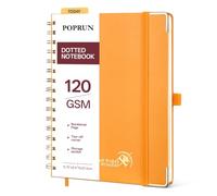 POPRUN A5 Notebook, Dotted Spiral Notebooks, 141 Pages Dot Grid Bullet Journal, 120GSM Journals for Women & Men, Hardback Wirebound Notepad for Writing Drawing & Journaling, 15x21.5cm, Orange