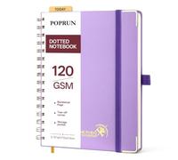 POPRUN A5 Notebook, Dotted Spiral Notebooks, 141 Pages Dot Grid Bullet Journal, 120GSM Journals for Women & Men, Hardback Wirebound Notepad for Writing Drawing & Journaling, 15x21.5cm, Violet