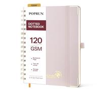 POPRUN A5 Notebook, Dotted Spiral Notebooks, 141 Pages Dot Grid Bullet Journal, 120GSM Journals for Women & Men, Hardback Wirebound Notepad for Writing Drawing & Journaling, 15x21.5cm, Light Pink
