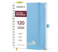 POPRUN A5 Notebook, Dotted Spiral Notebooks, 141 Pages Dot Grid Bullet Journal, 120GSM Journals for Women & Men, Hardback Wirebound Notepad for Writing Drawing & Journaling, 15x21.5cm, Haze Blue