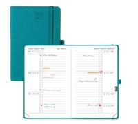POPRUN A6 Academic Diary 2026-2027 Hardback Week to View (16x10.5 cm) 26/27 Horizontal Weekly Planner 17 Months (Aug'26 - Dec'27) Mid Year, Inner Pocket(Pacific Green)