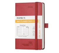 POPRUN A6 Day to Page Diary 2026 Soft Cover Pocket Daily 26 Planner A Day per Page, 1 Hour Interval Appointment Diary, Inner Pocket (Burgundy）
