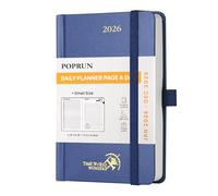 POPRUN A6 Diary 2026 A Day Per Page Hardback 26 Daily Planner Day to Page, Appointment Diary with 30 Minutes Interval, Inner Pocket (Navy Blue)