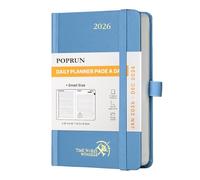 POPRUN A6 Diary 2026 A Day Per Page Hardback 26 Daily Planner Day to Page, Appointment Diary with 30 Minutes Interval, Inner Pocket (Haze Blue)