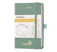 POPRUN A6 Diary 2026 A Day Per Page Hardback 26 Daily Planner Day to Page, Appointment Diary with 30 Minutes Interval, Inner Pocket (Midnight Green)