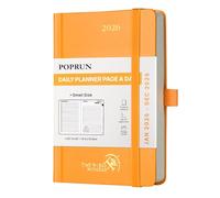 POPRUN A6 Diary 2026 A Day Per Page Hardback 26 Daily Planner Day to Page, Appointment Diary with 30 Minutes Interval, Inner Pocket (Orange)