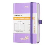 POPRUN A6 Diary 2026 A Day Per Page Hardback 26 Daily Planner Day to Page, Appointment Diary with 30 Minutes Interval, Inner Pocket (Violet)