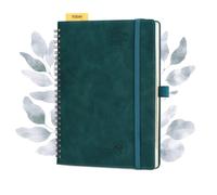 POPRUN Academic 2026-2027 Diary A5 Week to View Spiral Bound Soft Cover 22 x 16.5 cm - 26/27 Mid Year Weekly Planner & Notebook in One, Monthly Tab(Peotrol Green)