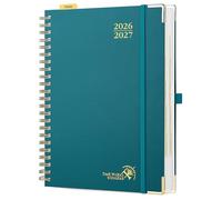 POPRUN Academic Diary 2026-2027 A4 Day to Page Spiral Hard Cover Mid Year Daily Diary (Aug'26 - Jul'27) A Day per Page with Monthly Tabs 26/27 Planner(Pacific Green)