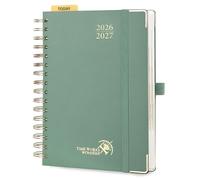 POPRUN Academic Diary 2026-2027 A5 Day to Page Spiral Hard Cover Mid Year Daily Diary (Aug'26 - Jul'27) A Day per Page with Monthly Tabs 26/27 Planner(Midnight Green)