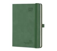 POPRUN Academic Diary A5 Week to View 2026-2027 Soft Cover 22 x 16.5 cm - 26/27 Weekly Planner & Notebook in One, Inner Pocket, Monthly Tab(Mint Green)