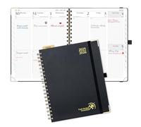 POPRUN Academic Planner 2025-2026 (July 2025-June 2026), Daily Weekly and Monthly Appointment Book (Wirebound Hard Cover - 10'' x 8'') with Hourly Time Slots, Tabs, 100 GSM - Black