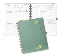 POPRUN Academic Planner 2025-2026 (July 2025-June 2026), Daily Weekly and Monthly Appointment Book (Wirebound Hard Cover - 10'' x 8'') with Hourly Time Slots, Tabs, 100 GSM - Midnight Green