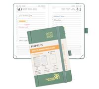 POPRUN Academic Pocket Diary 2025-2026 Day to Page A6 Hardback Mid Year Daily 25/26 Planner (Aug'25 - Jul'26) A Day per Page 1 Hour Interval Appointment Diary (Midnight Green)
