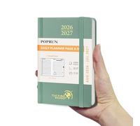 POPRUN Academic Pocket Diary 2026-2027 Day to Page A6 Hardback Mid Year Daily 26/27 Planner (Aug'26 - Jul'27) A Day per Page 1 Hour Interval Appointment Book(Midnight Green)