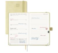 POPRUN Academic Pocket Diary A6 Week to View 2026-2027 Soft Cover 16 x 10.5 cm - 26/27 Small Weekly Planner & Notebook in One, Inner Pocket(Beige)