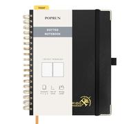 POPRUN B5 Dotted Spiral Notebook 120GSM Hardcover Journal, Black