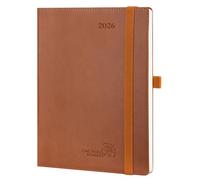 POPRUN Calendar 2026 Weekly Planner 22 x 16.5 cm, 12-Month Diary (Jan.2026-Dec.2026), Book Calendar 1 Week 2 Pages Soft Cover with PU Leather - Brown