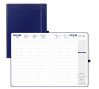 POPRUN Diary 2026 Week to View, 21X29.7CM, 15-Minute Hourly Appointment Book 2 Pages Per Week with PU Leather Softcover,Monthly Tabs,Inner Pocket (Navy Blue)