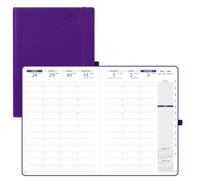 POPRUN Diary 2026 Week to View, 21X29.7CM, 15-Minute Hourly Appointment Book 2 Pages Per Week with PU Leather Softcover,Monthly Tabs,Inner Pocket (Purple)